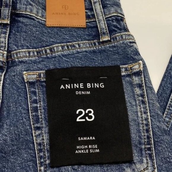 Anine Bing Womens Jean Mid Indigo Blue Size 23 Samara High Rise Ankle Slim - Picture 6 of 11